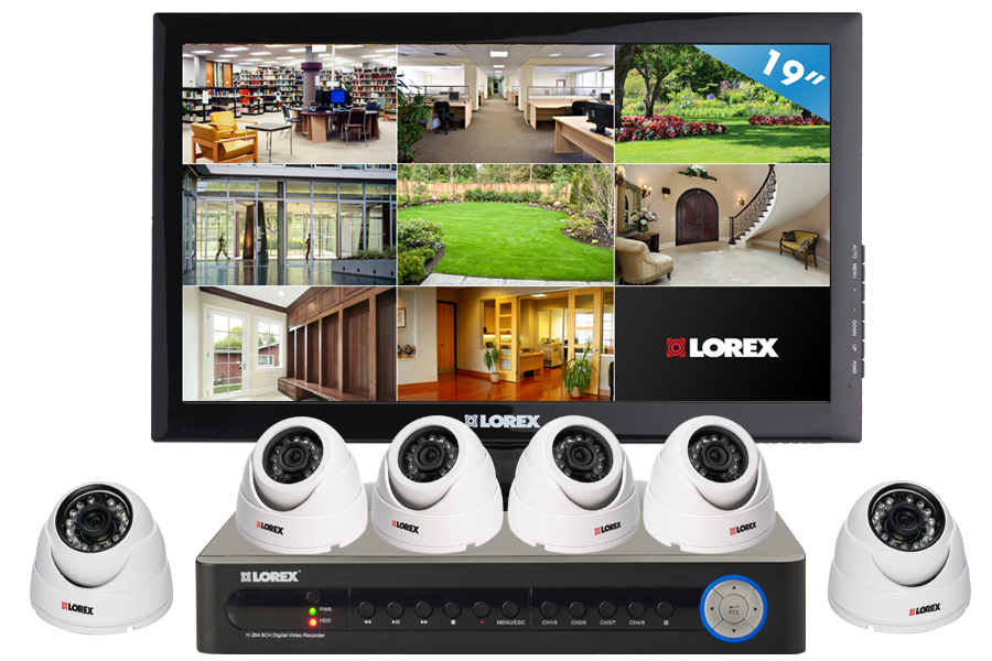 Security camera system with 2 outdoor cameras and 4 house security cameras