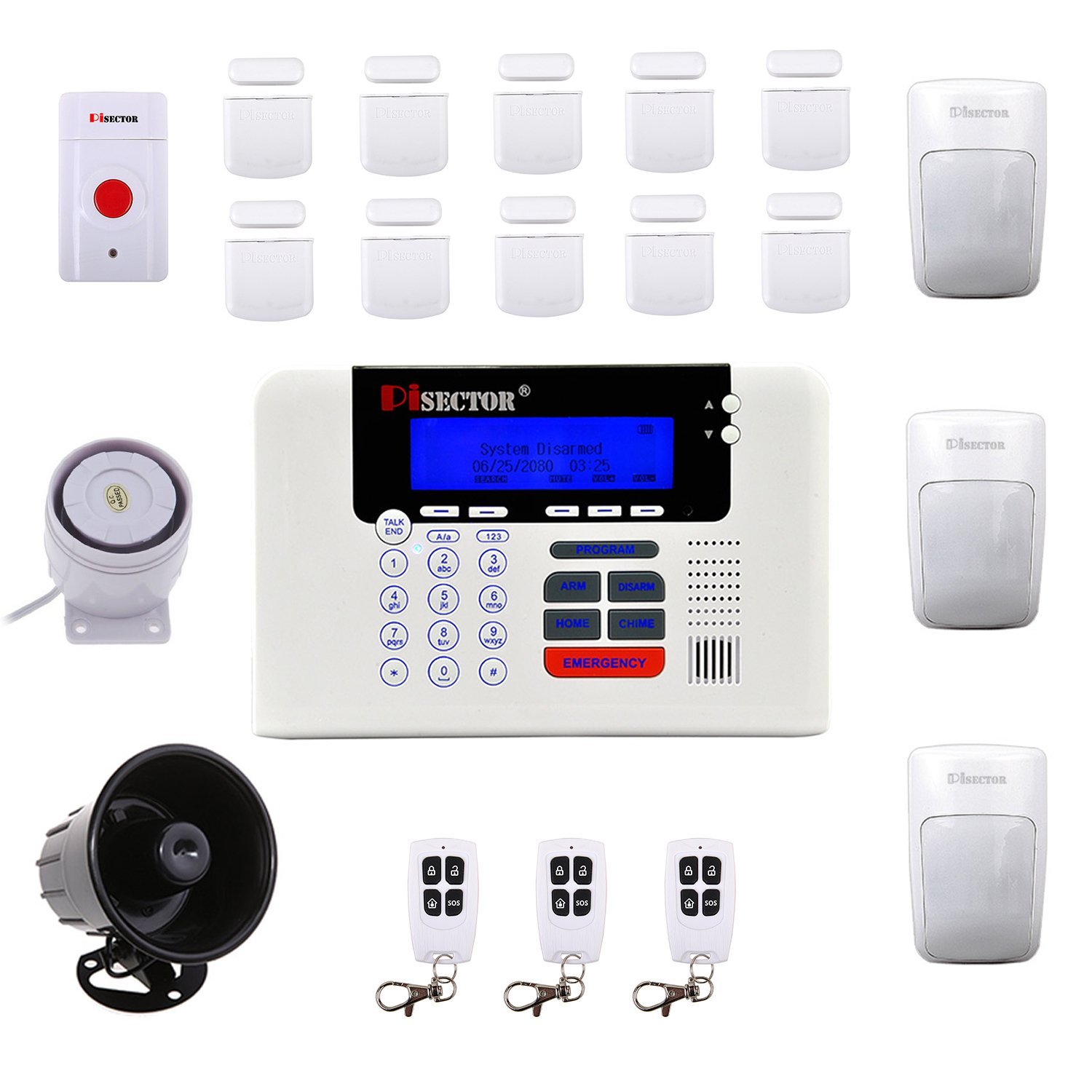 Pisector Professional Wireless Home Security Alarm System Kit with Auto Dial PS03-M