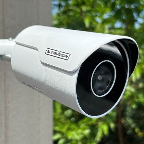 Outdoor security camera at a front entrance