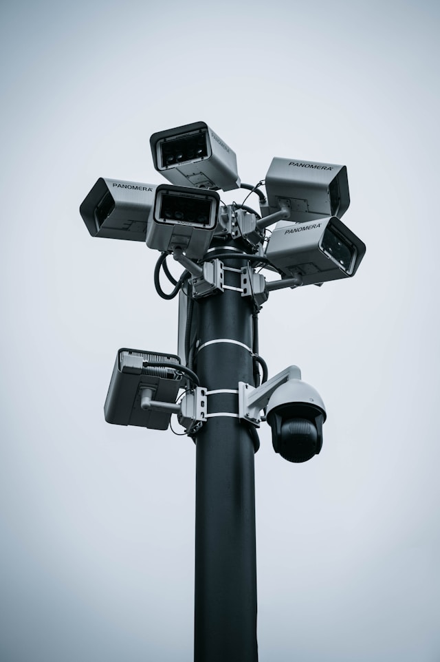 Modern home protected by security cameras
